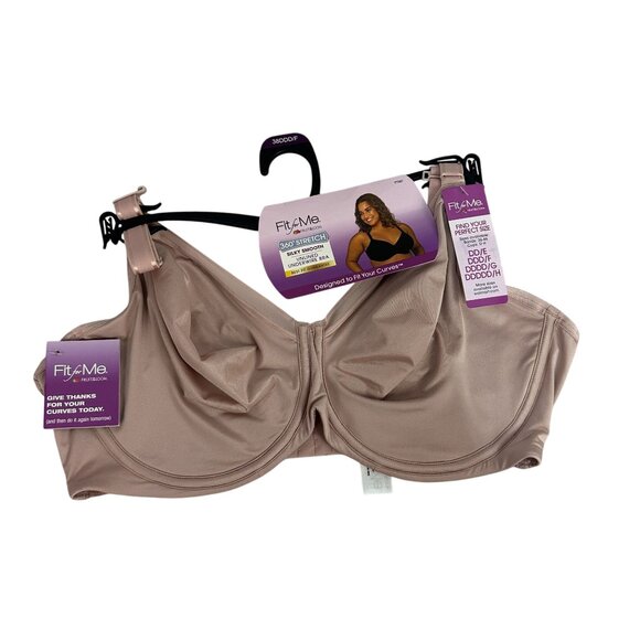 Fit For Me By Fruit Of The Loom Silky Smooth Stretch Underwire Bra 38DDD Rose - Picture 1 of 8
